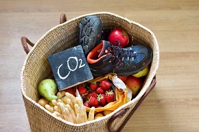 © Vesch NI | Korb mit Lebensmitteln und eine CO2-Fußabdruck